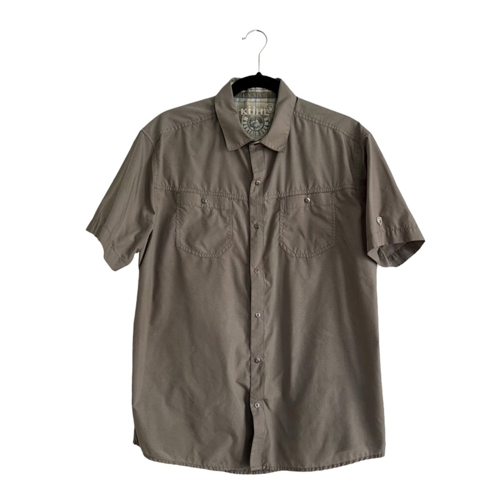 KUHL Mens Renegade Shirt Size Large Khaki Beige Check Print
